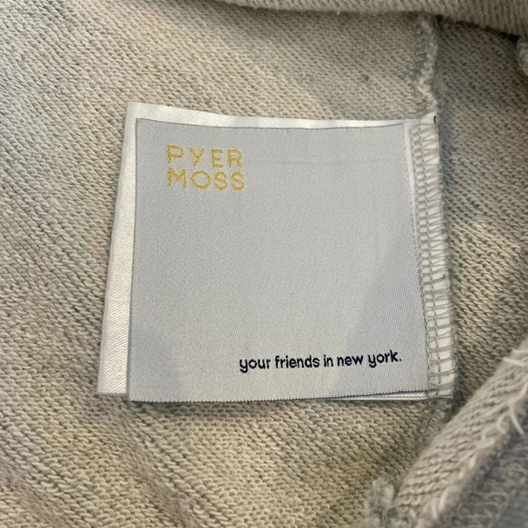 PYER MOSS Cropped Grey Logo Hoodie size Small - Picture 5 of 11